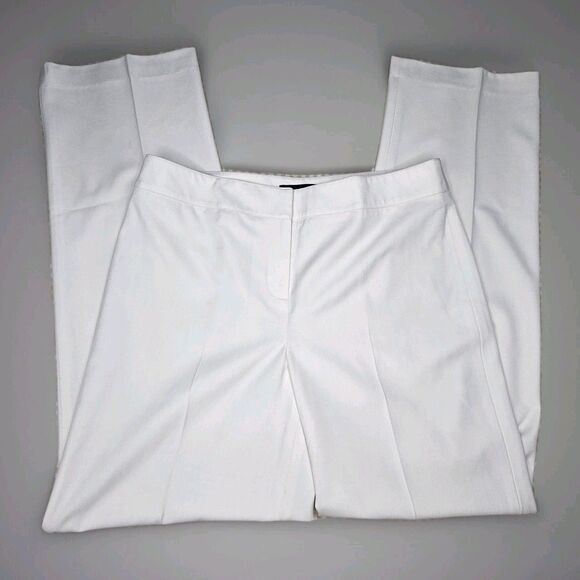 Talbots Black Label Winter White Lined Straight Leg Stretch Dressy Trouser Pants - Picture 2 of 13
